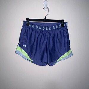 Light purple, lime green and dark purple Under Armour Athletic Shorts medium